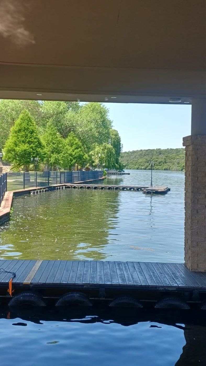 Vaal River waterfront installation site before the double jet ski slide was positioned