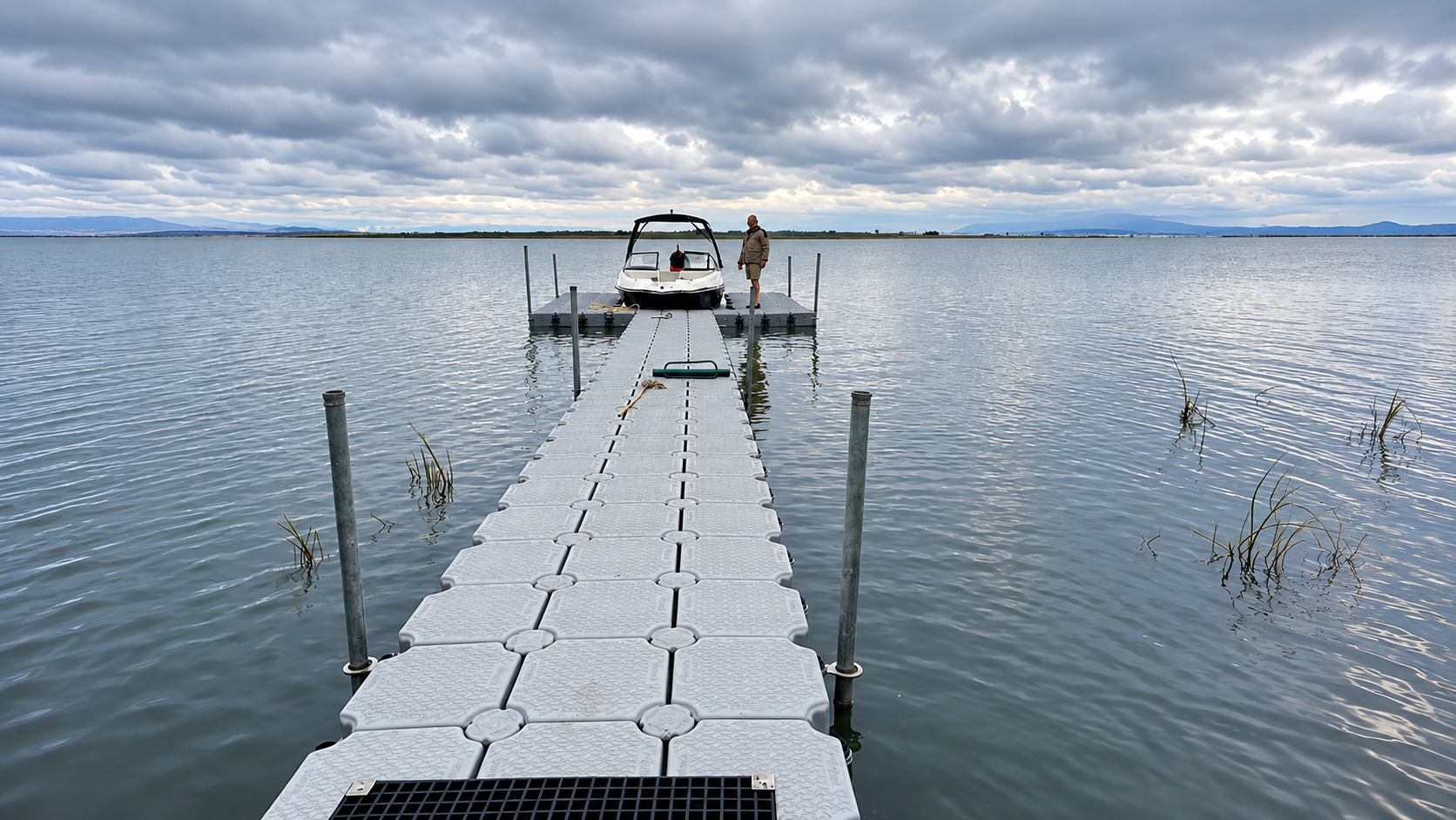 SA Outdoor marina floating dock with jet ski and boat
